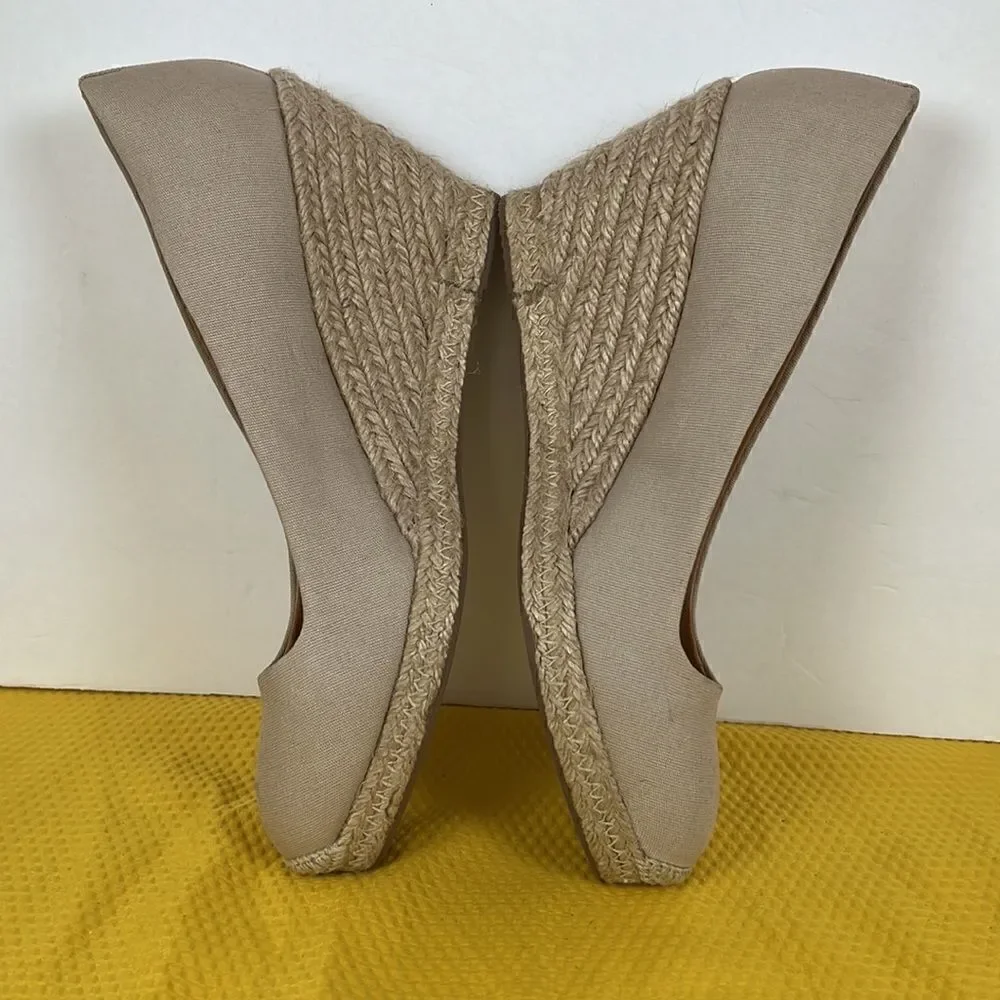 J Crew Canvas Espadrille Wedges Natural Beige 10.5‎